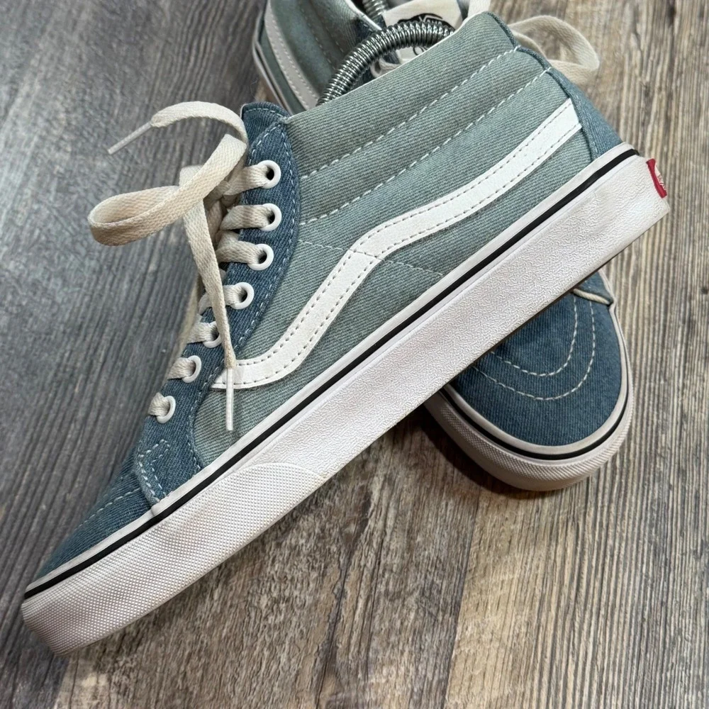 Vans Sk8-Mid Reissue Sneakers Mens 7.5 Blue Denim Two-Tone Mid-Top Skate Shoes